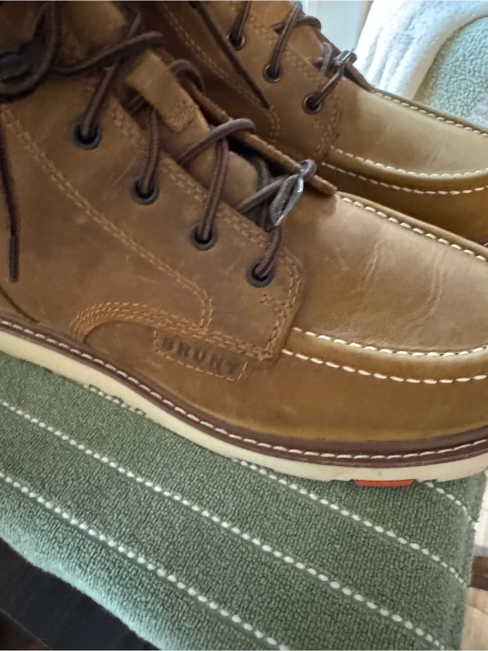 Men's Tan Moc Toe Lace-Up Work Boots